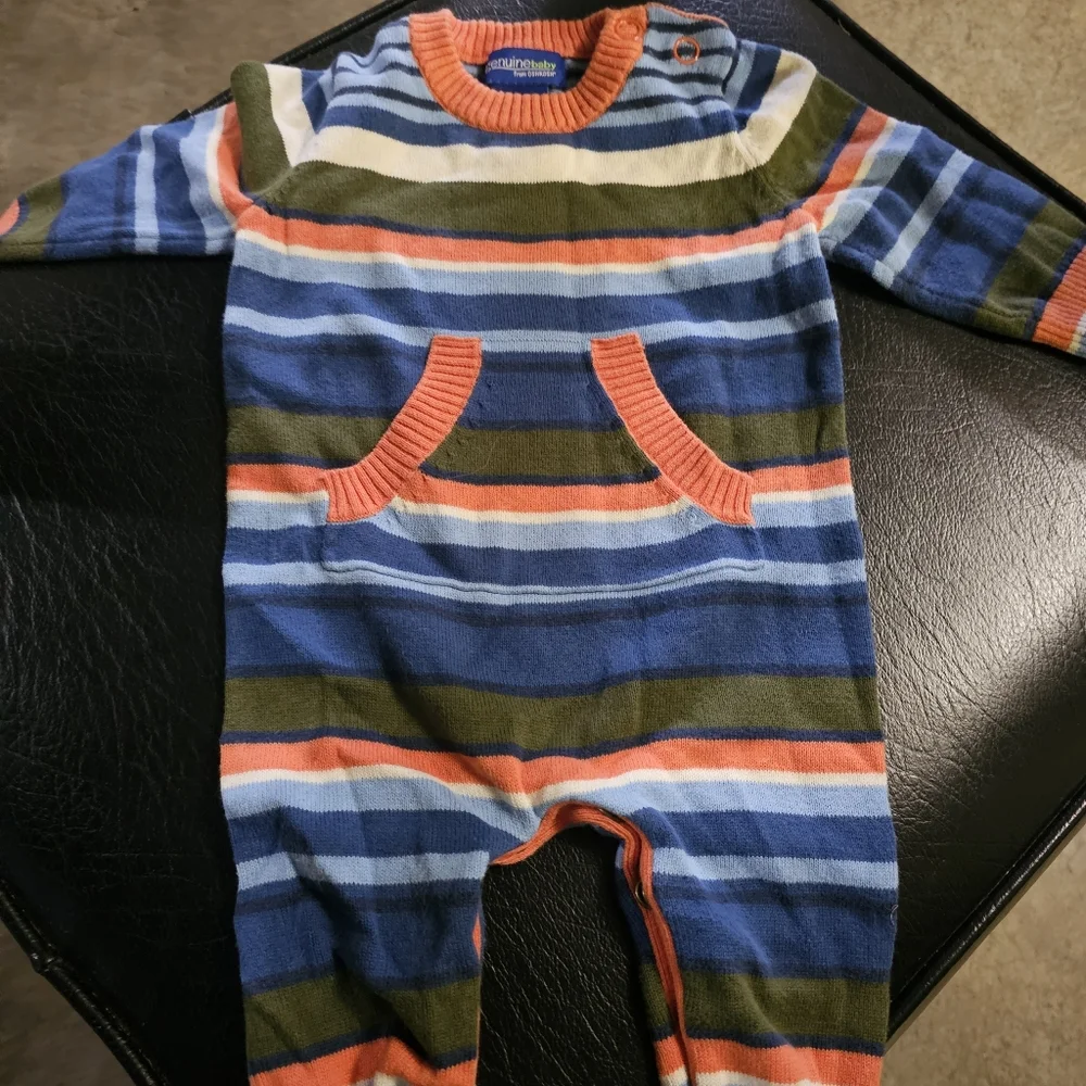 Osh Kosh Genuine Baby Striped Knit Romper 1pc Fall‎ Holiday Colors 3M